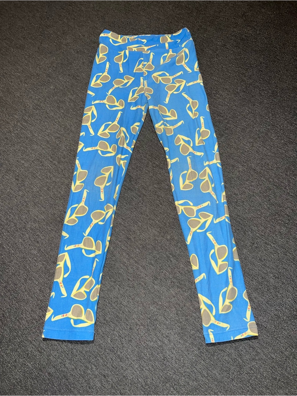 LuLaRoe Blue Leggings with Yellow Sunglasses Print